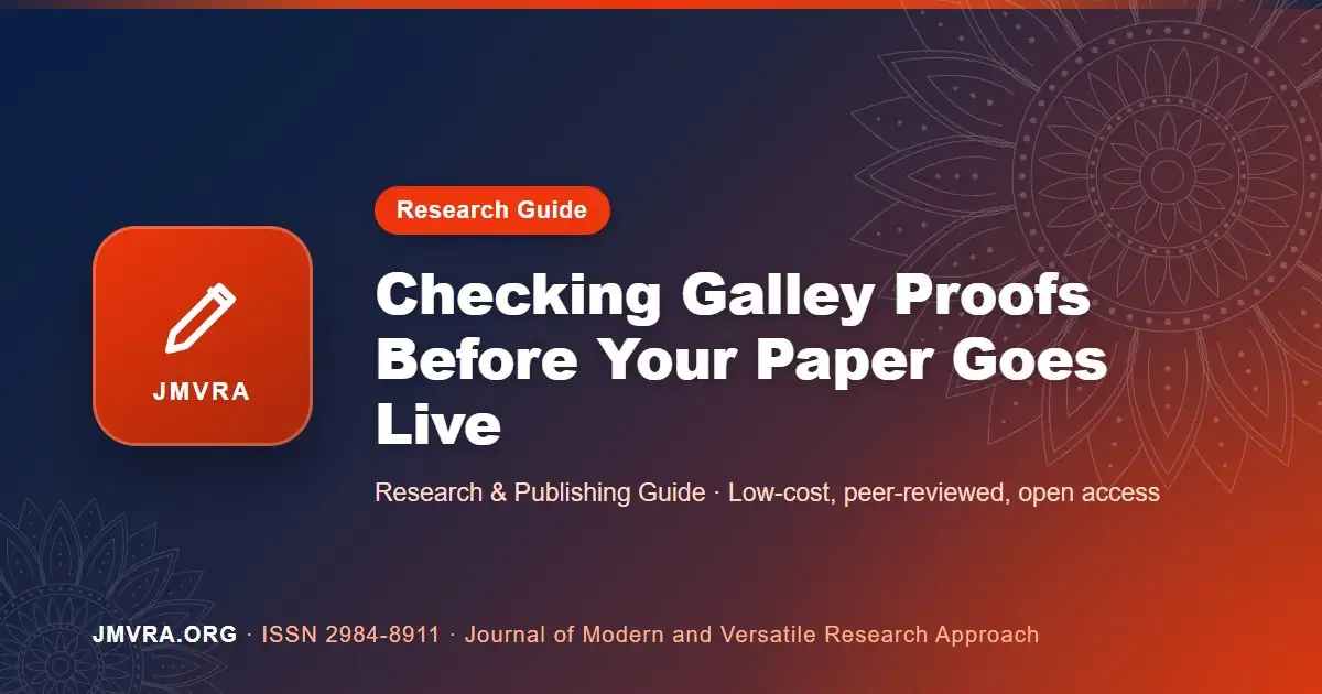 Checking Galley Proofs Before Your Paper Goes Live — JMVRA guide banner