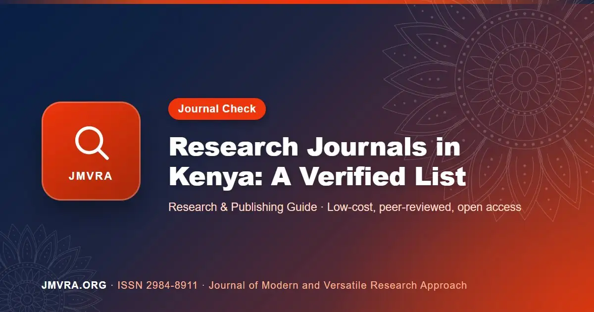 List of Research Journals in Kenya: A Verified Guide for Researchers — JMVRA guide banner