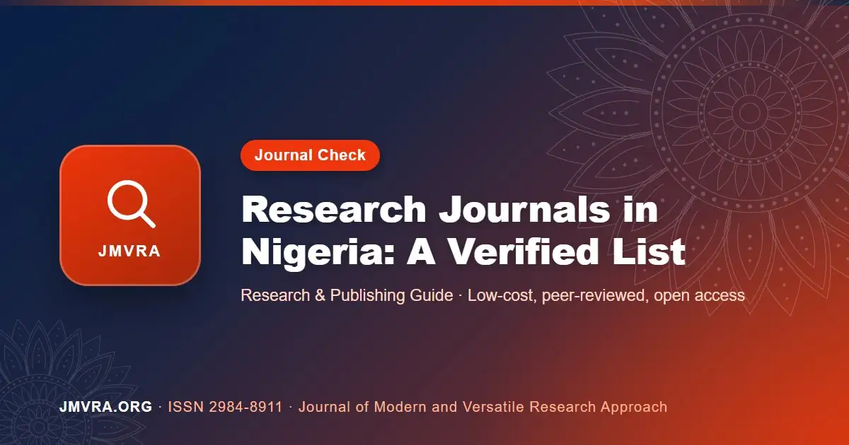 List of Research Journals in Nigeria: A Verified Guide for Researchers — JMVRA guide banner
